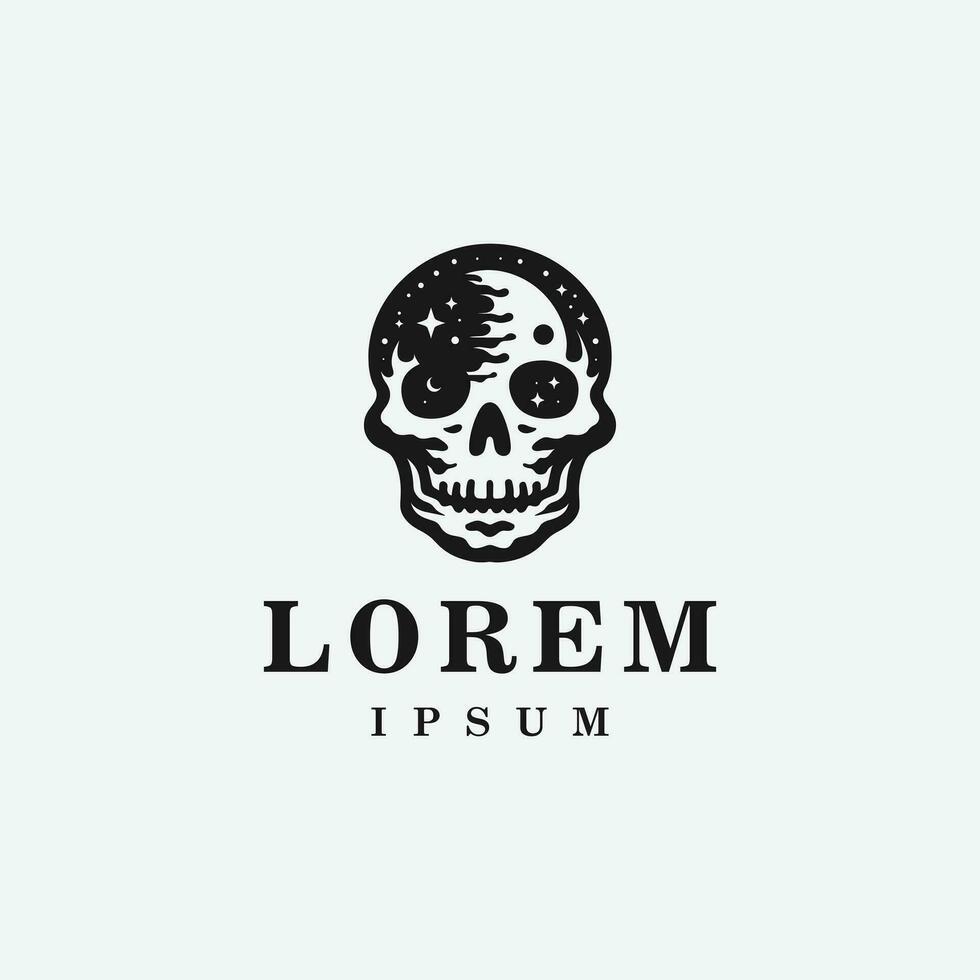 Skull logo design in fierce style, monochrome, black and white vector
