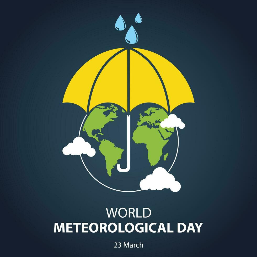 illustration vector graphic of planet earth wearing an umbrella, perfect for international day, world meteorological day, celebrate, greeting card, etc.