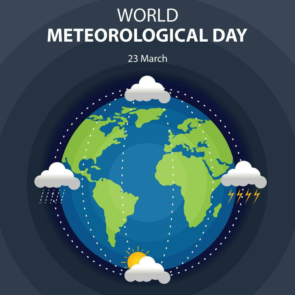 illustration vector graphic of planet earth is covered by different weather, perfect for international day, world meteorological day, celebrate, greeting card, etc.