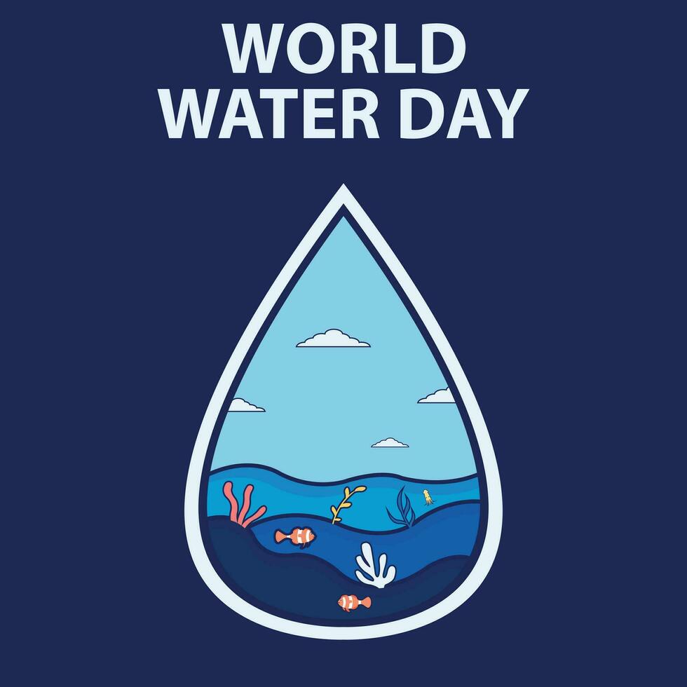 ilustración vector gráfico de agua gotas Contiene marina ecosistemas, Perfecto para internacional día, mundo agua día, celebrar, saludo tarjeta, etc.