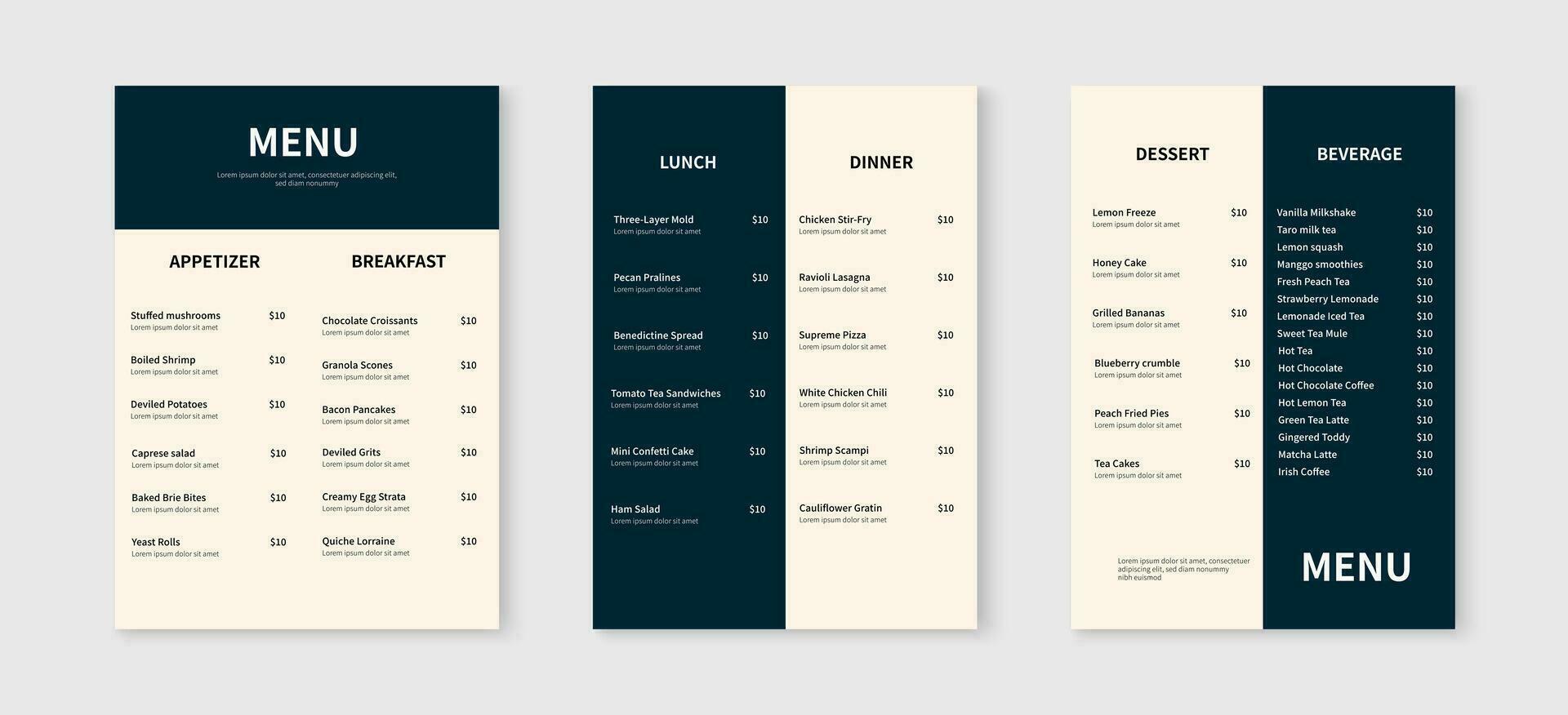 Elegant restaurant menu design template. Food and drink menu flyer layout design. Vector illustration