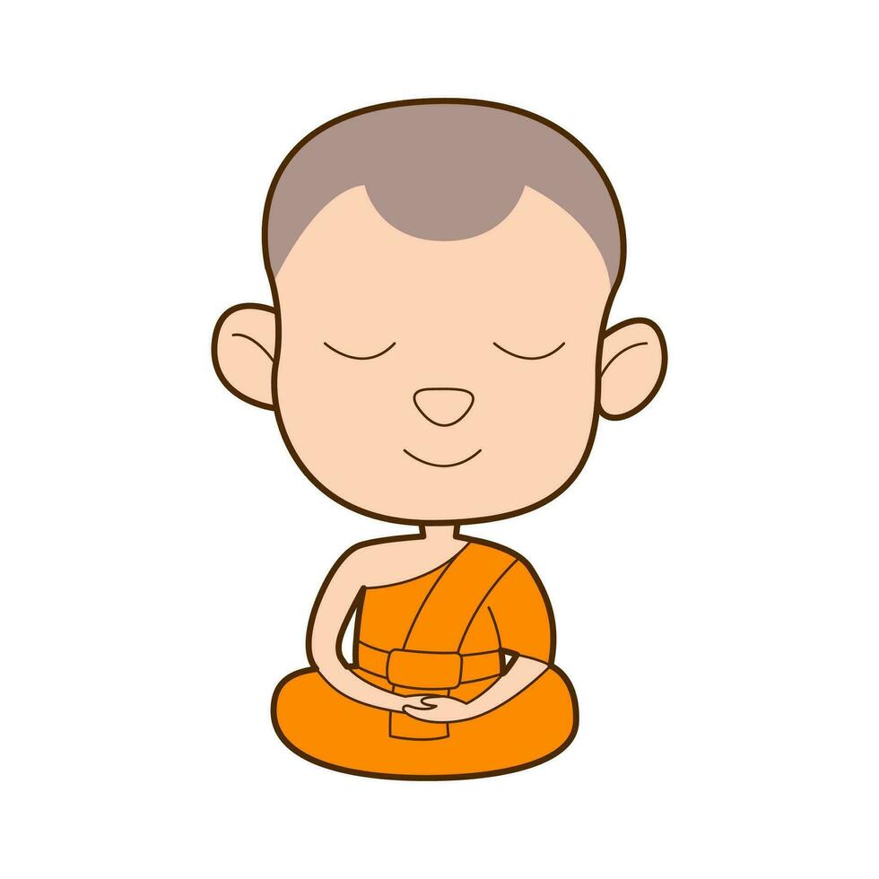 cute and lovely cartoon of monk meditate vector