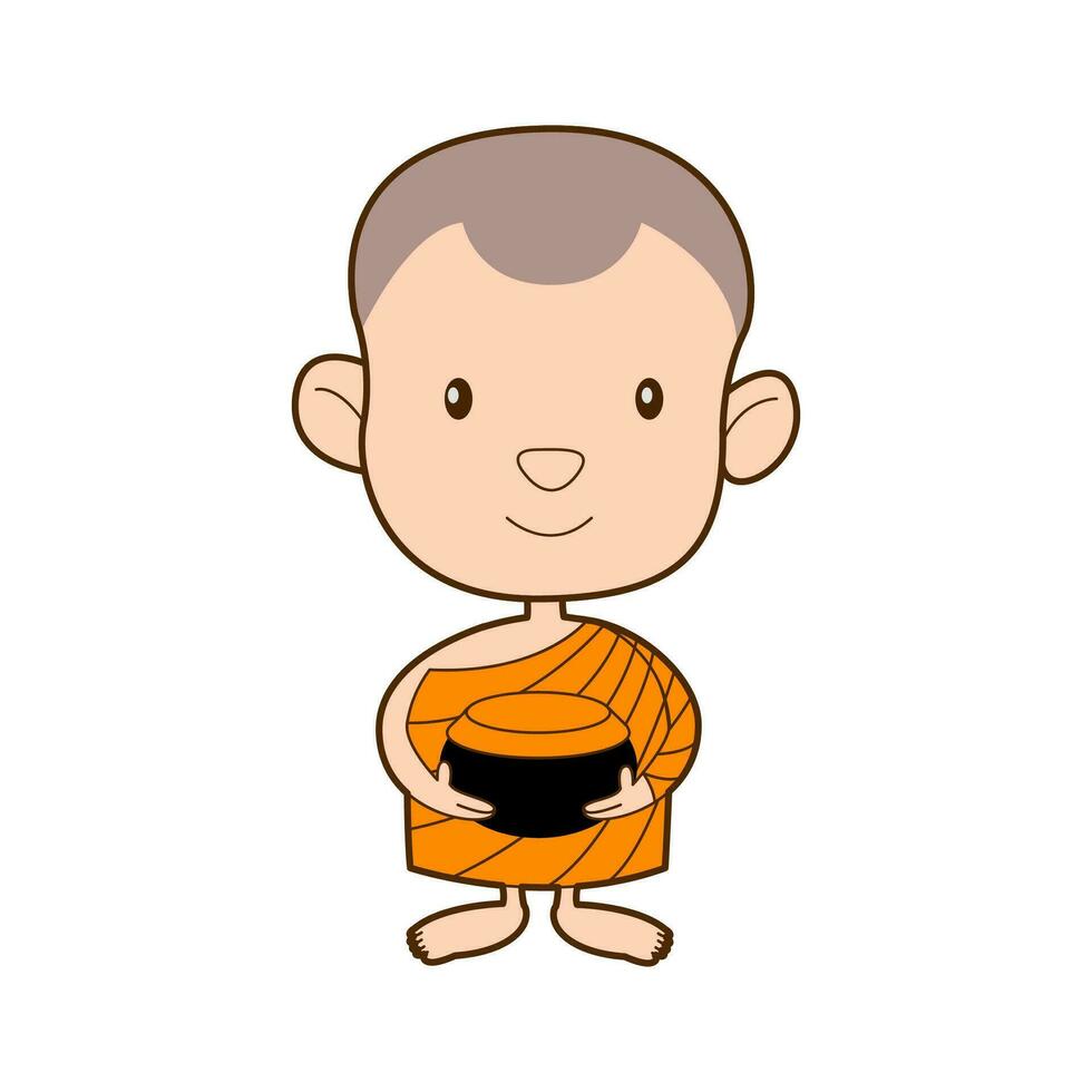 cute and lovely cartoon of monk ask as food vector