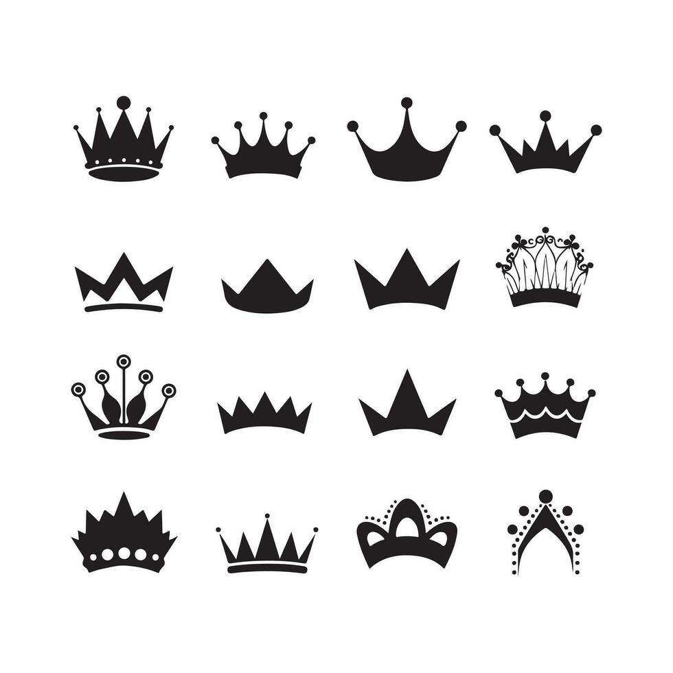 A black silhouette Crown set vector