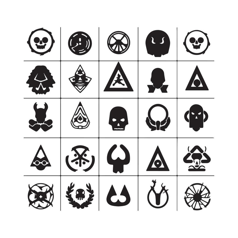 A black silhouette Danger set vector