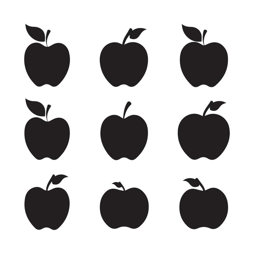 A black silhouette Apple Set vector