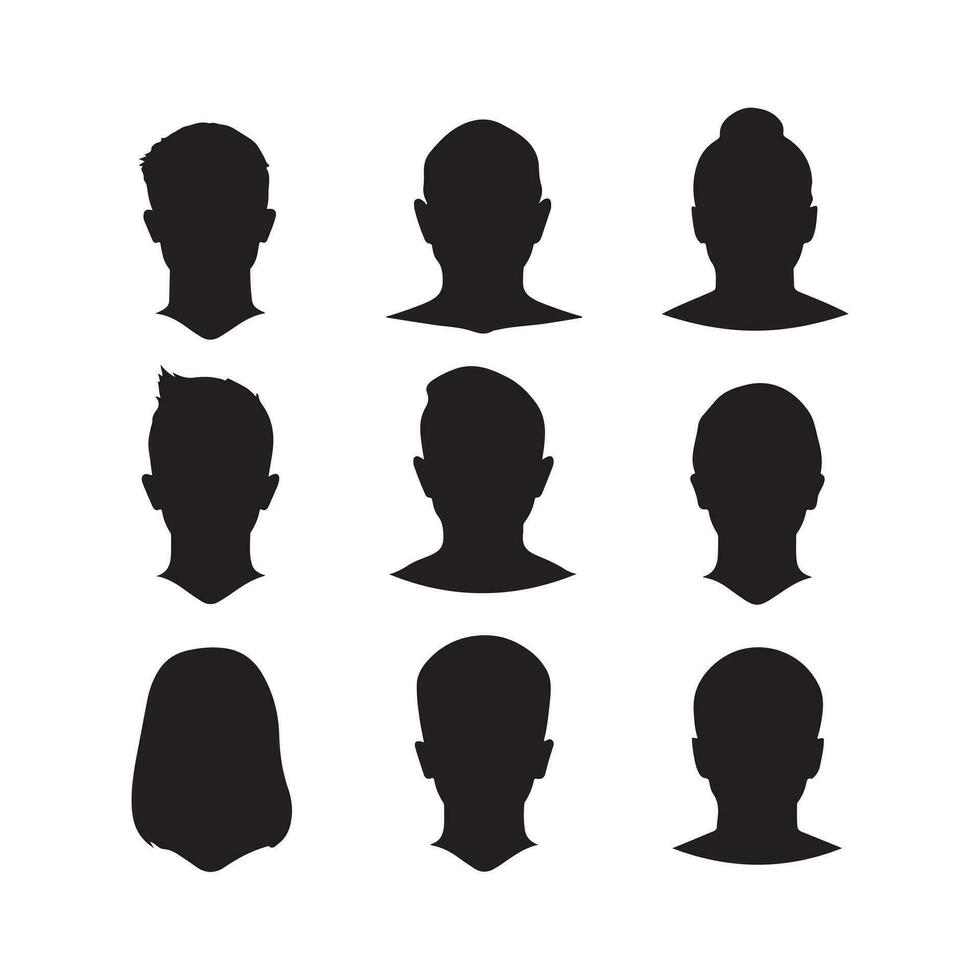 A black silhouette Face set vector