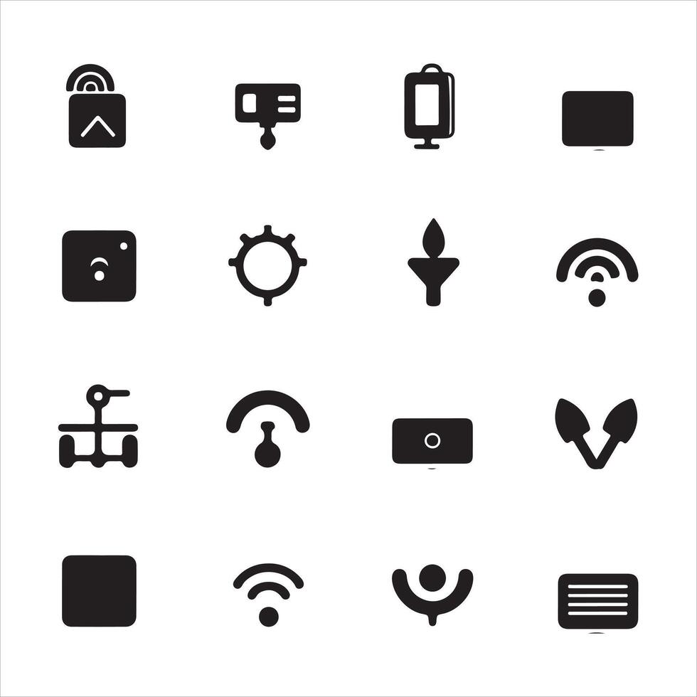 A black silhouette Internet symbol set vector