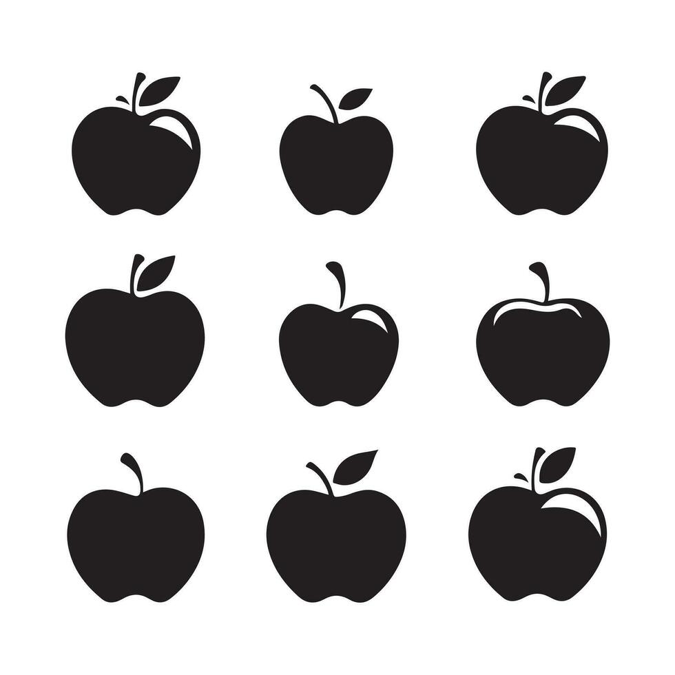 A black silhouette Apple Set vector