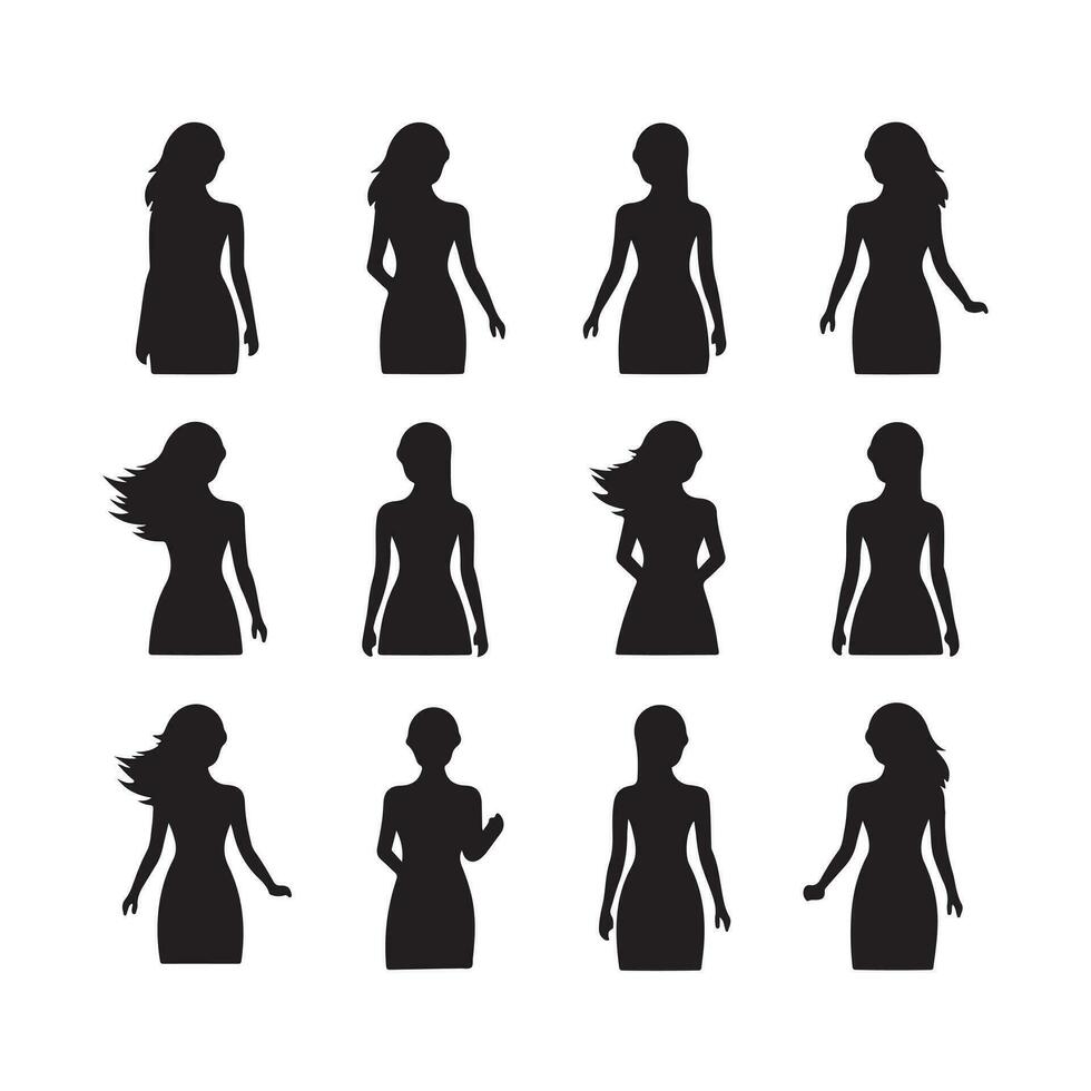 A black silhouette Female Symbol set vector