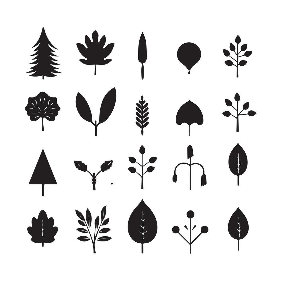 A black silhouette Autumn Set vector