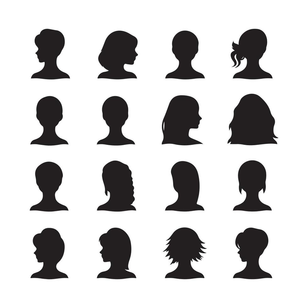 A black silhouette Female Symbol set vector