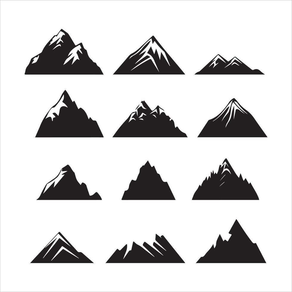 A black silhouette Mountain symbol set vector