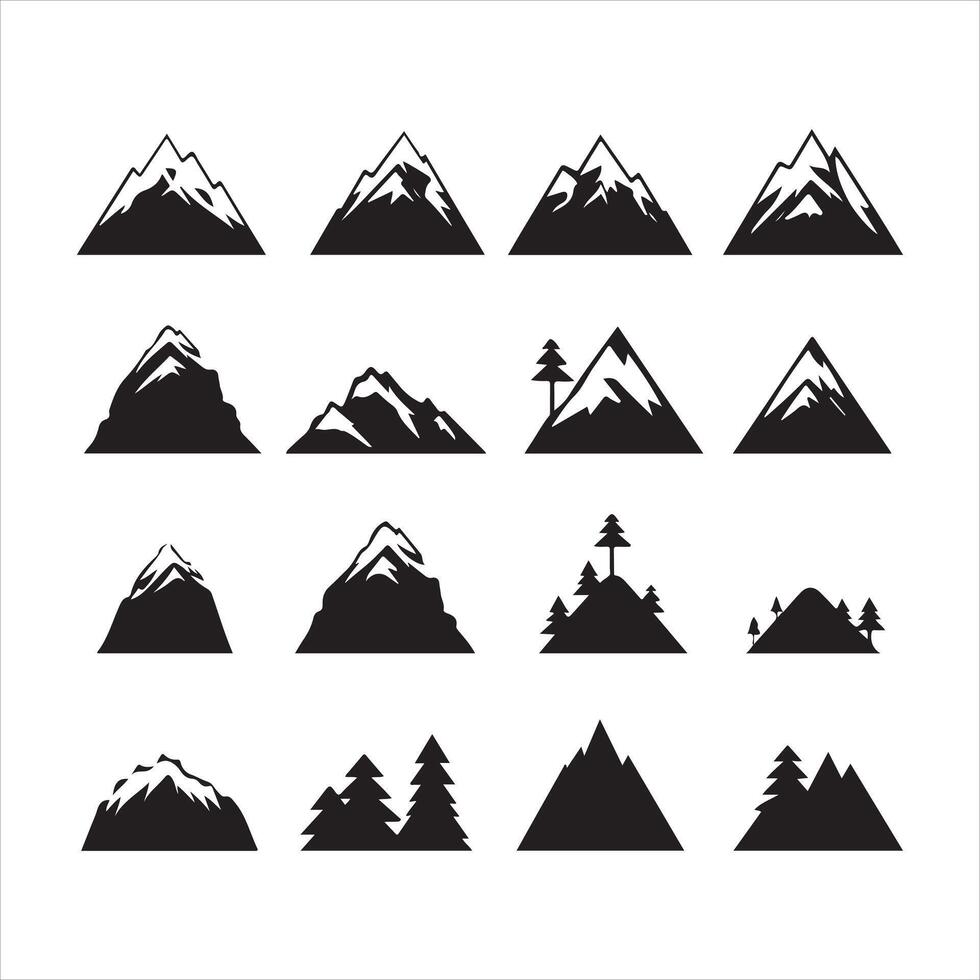 A black silhouette Mountain symbol set vector