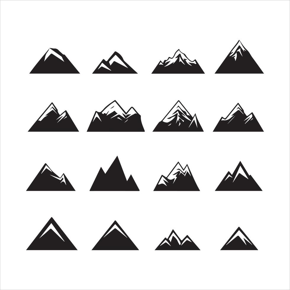 A black silhouette Mountain symbol set vector