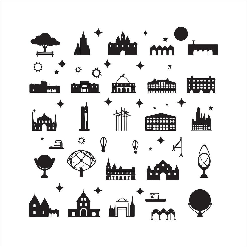 A black silhouette Location symbol set vector