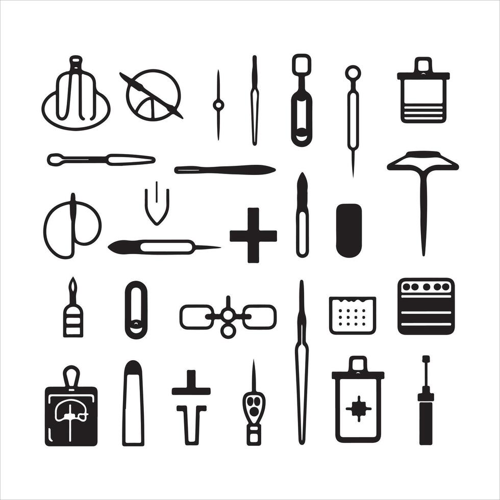 A black silhouette Medical symbol set vector