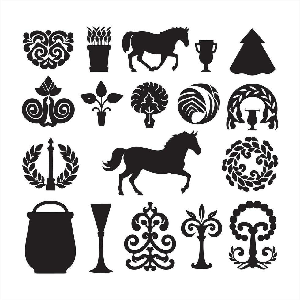 A black silhouette Irish symbol set vector