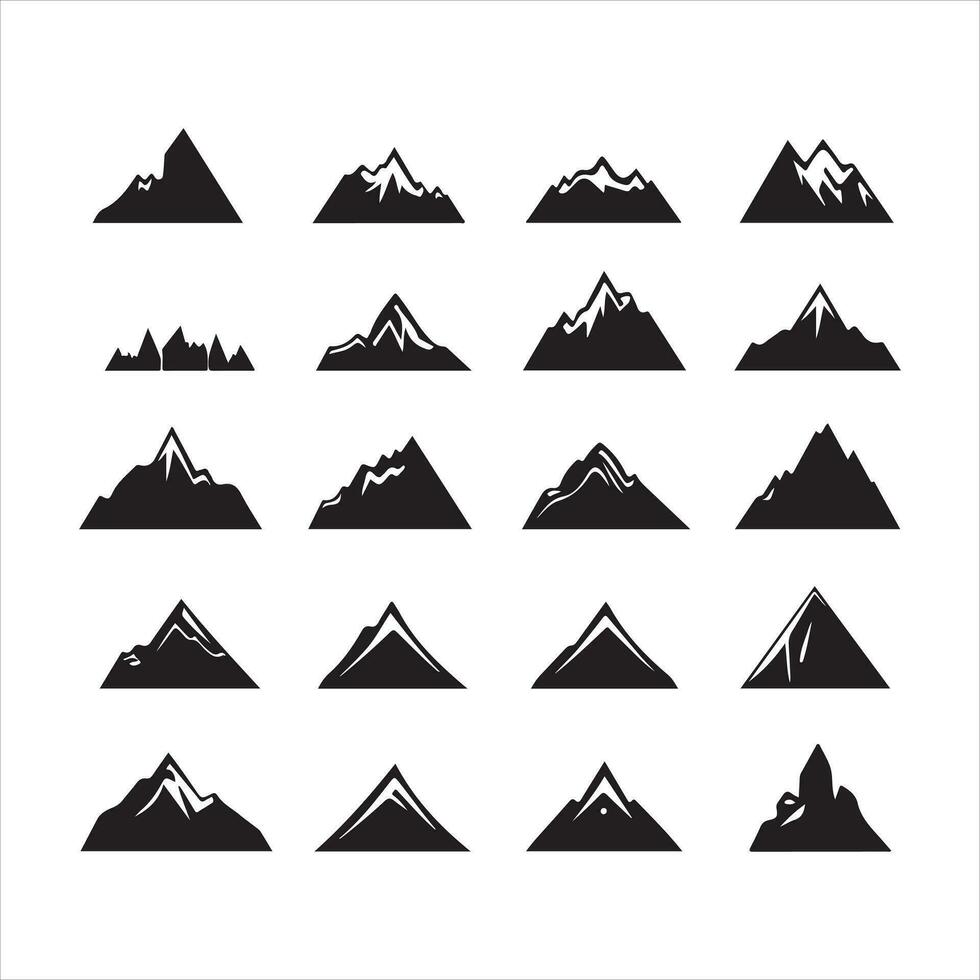 A black silhouette Mountain symbol set vector