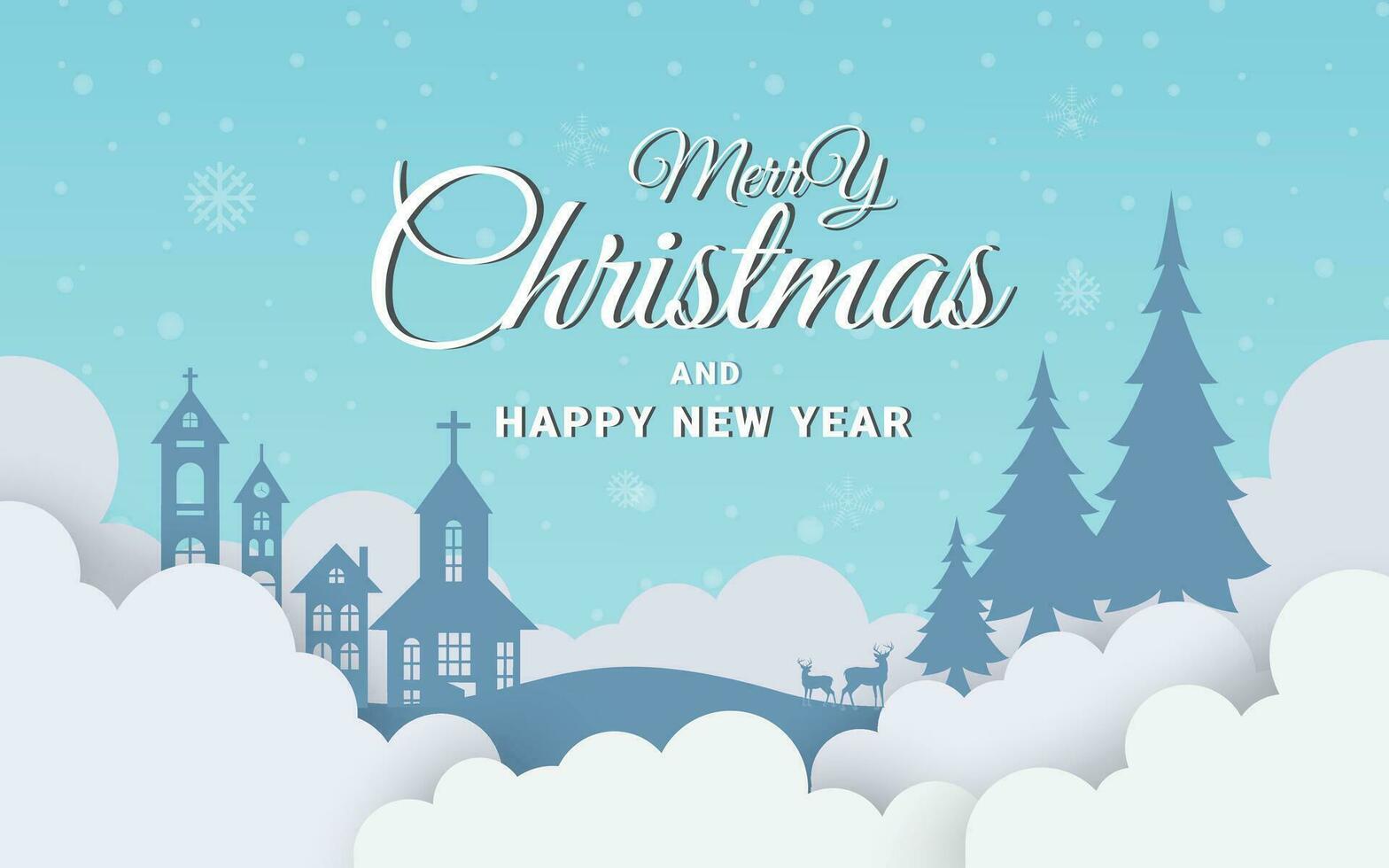 Merry Christmas and Happy New Year , Countryside Christmas night village with full moon vector