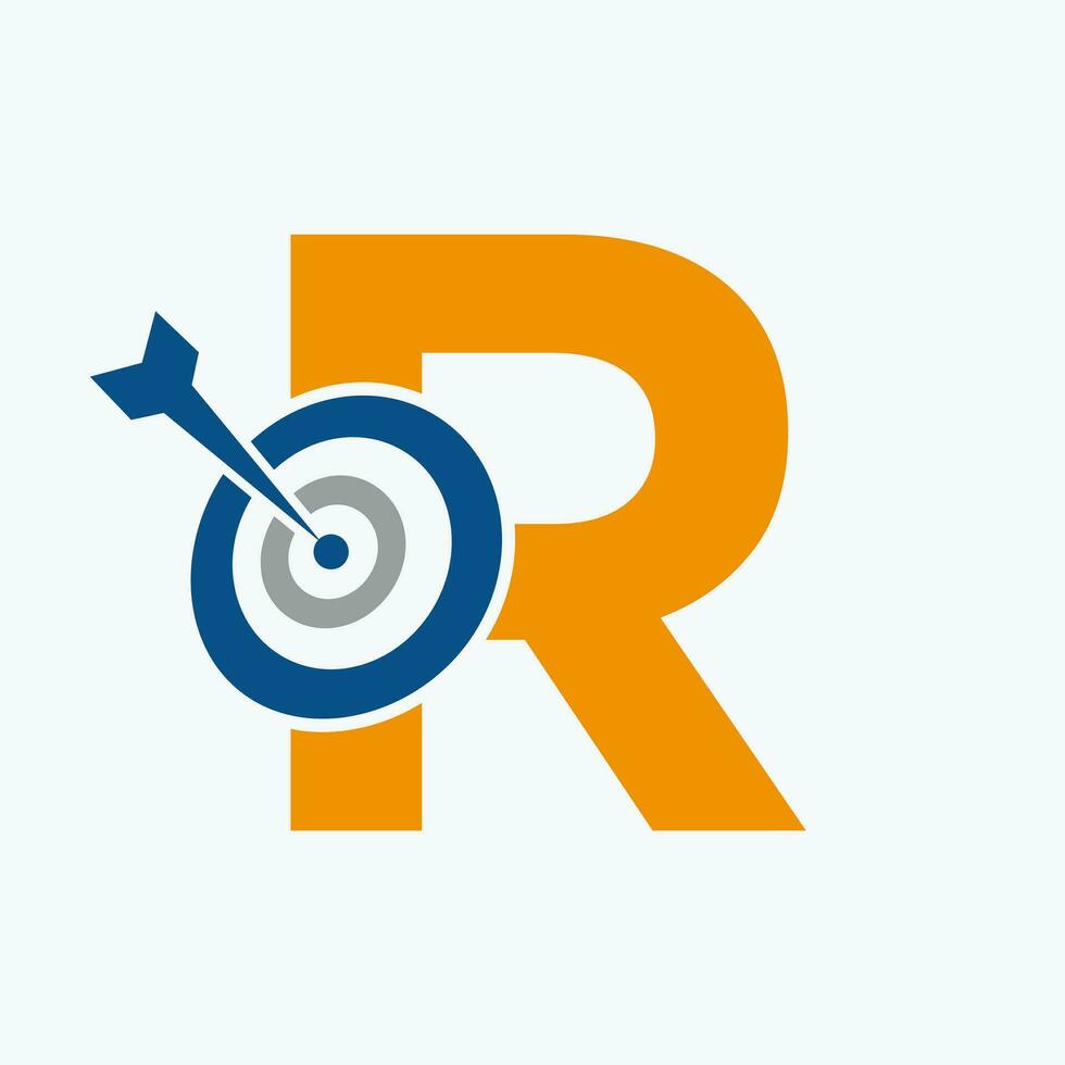 Letter R Arrow Target Logo Combine with Bow Target Symbol vector