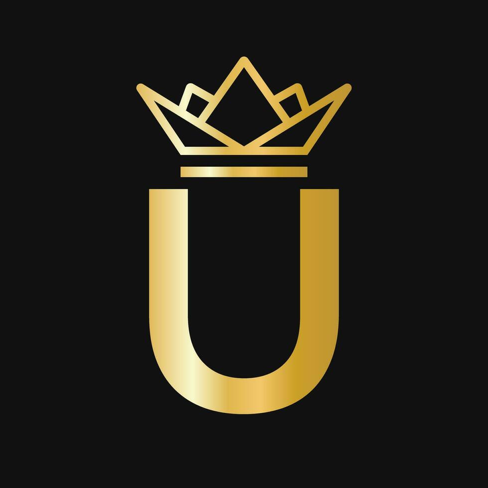 Letter U Crown Logo. Crown Logo for Beauty, Fashion, Star, Elegant, Luxury Sign vector