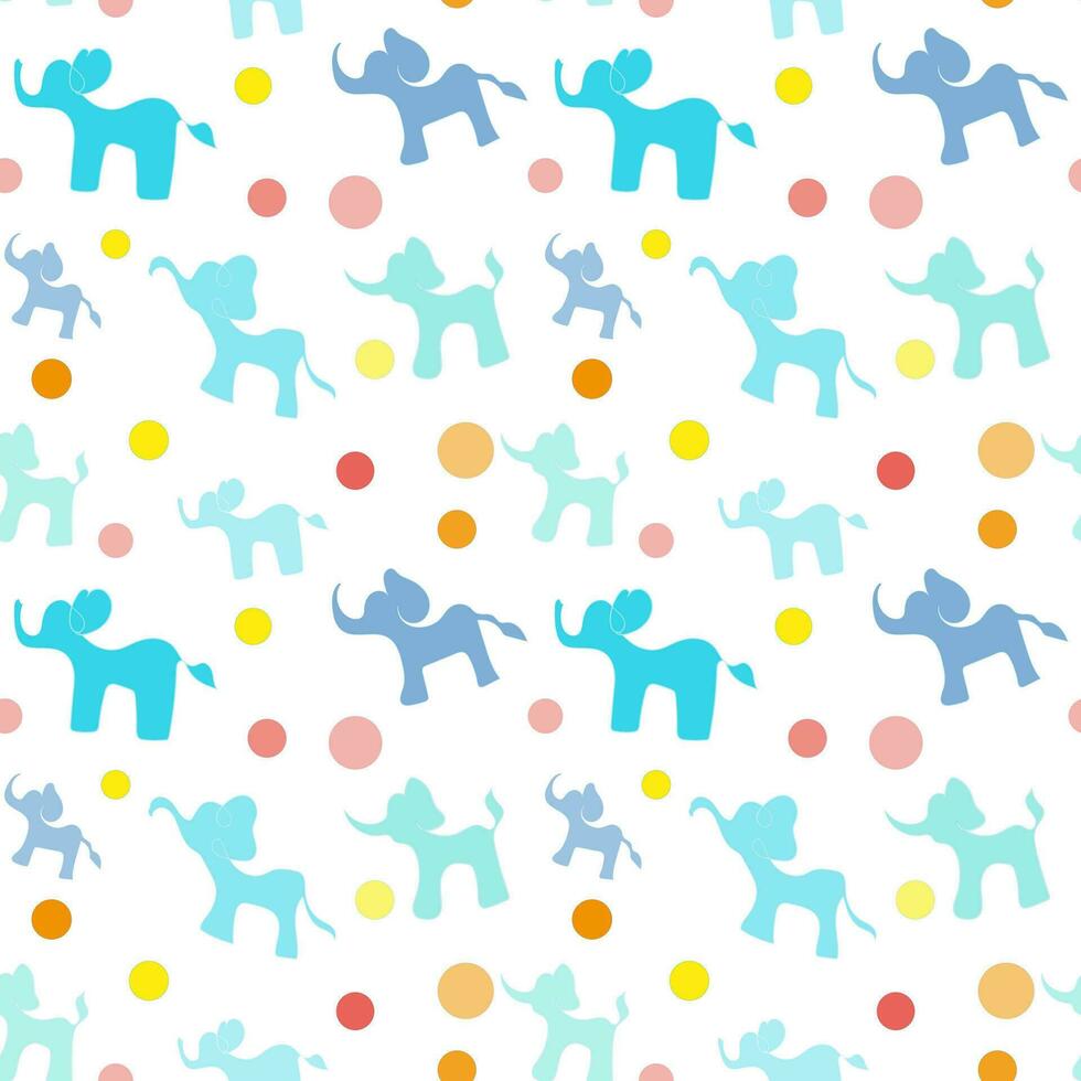 Seamless pattern with cartoon colorful elephants for children's room, prints, packaging, cards. vector