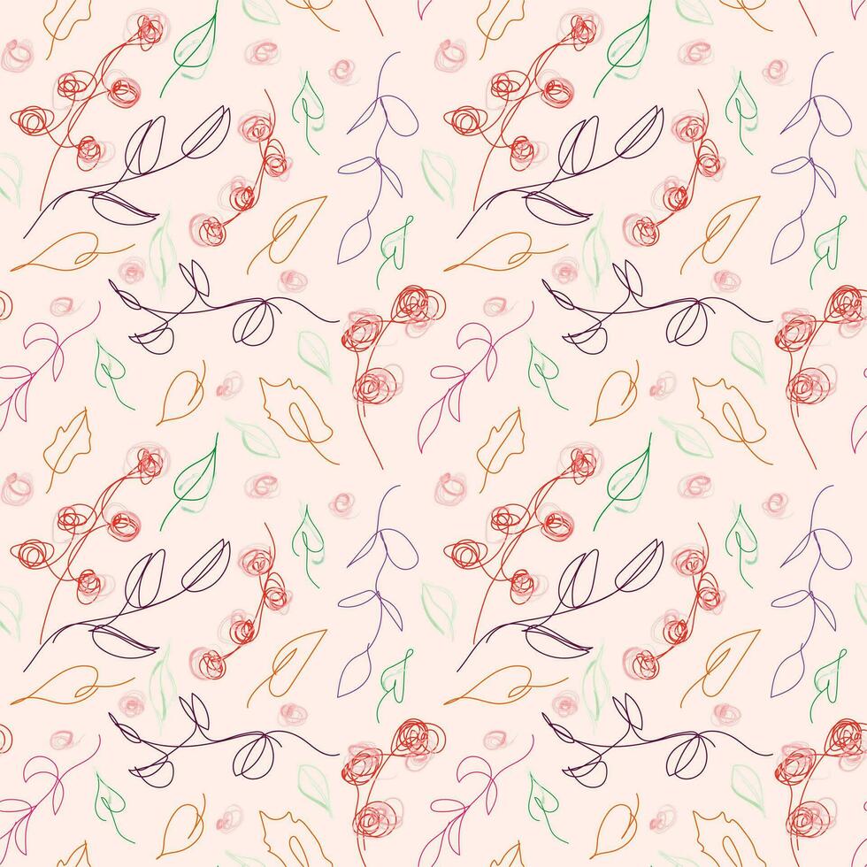 Seamless pattern with abstract berries and leaves. Vector. Lineart. For home decor, textiles, wallpaper, packaging. vector