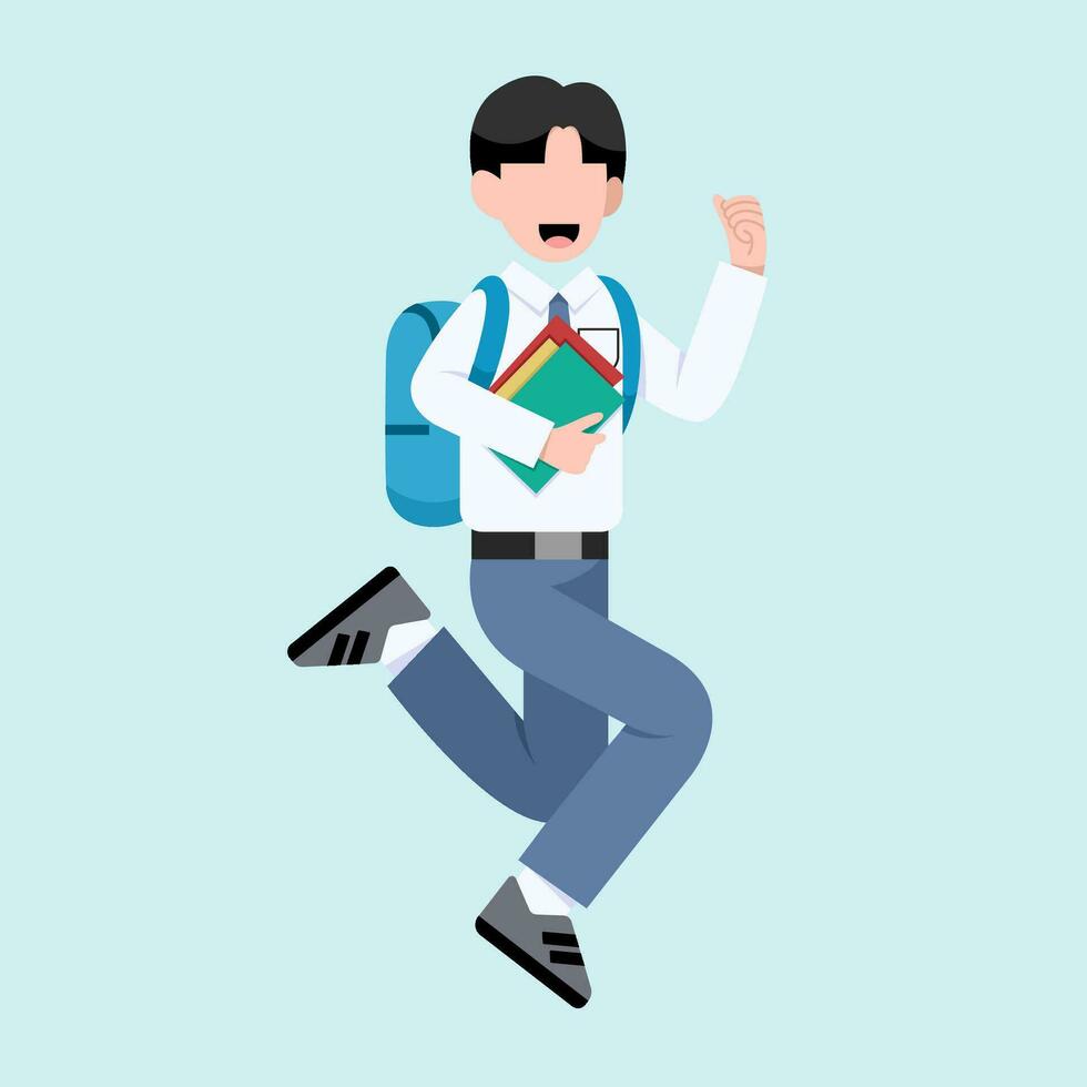 indonesio mayor alto colegio estudiante personaje vector