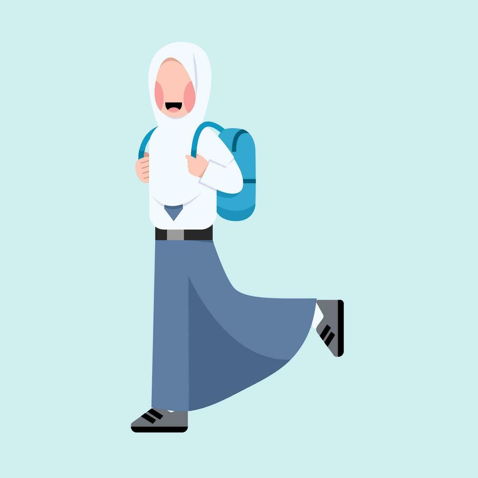 Indonesian Hijab Senior High School Student vector