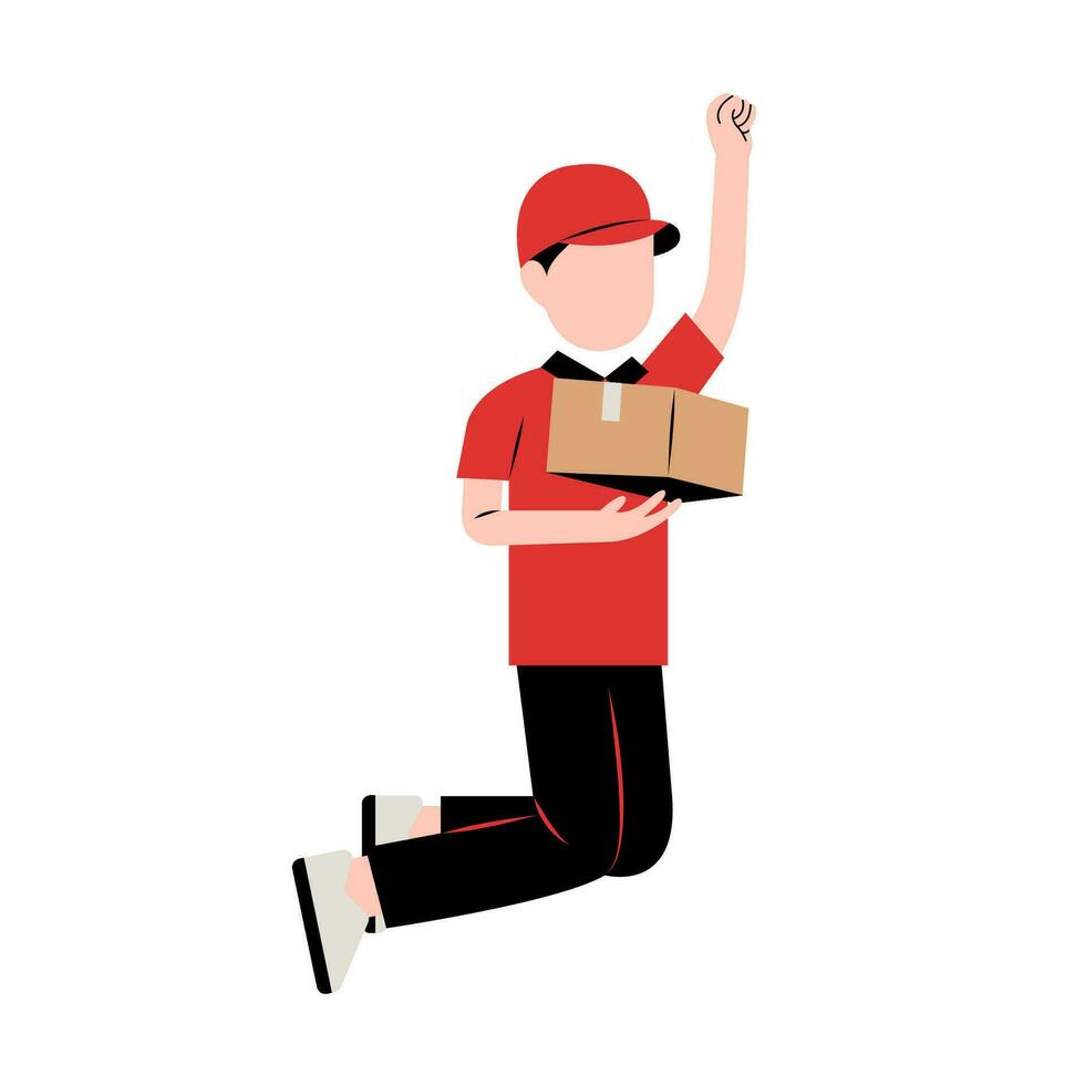 Delivery Man Character Holding Package vector