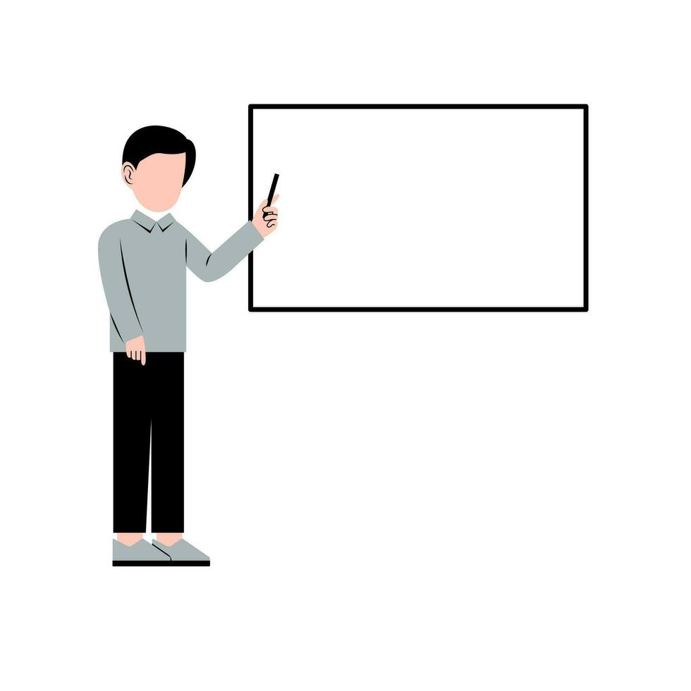 Male Teacher Teaching With Whiteboard vector