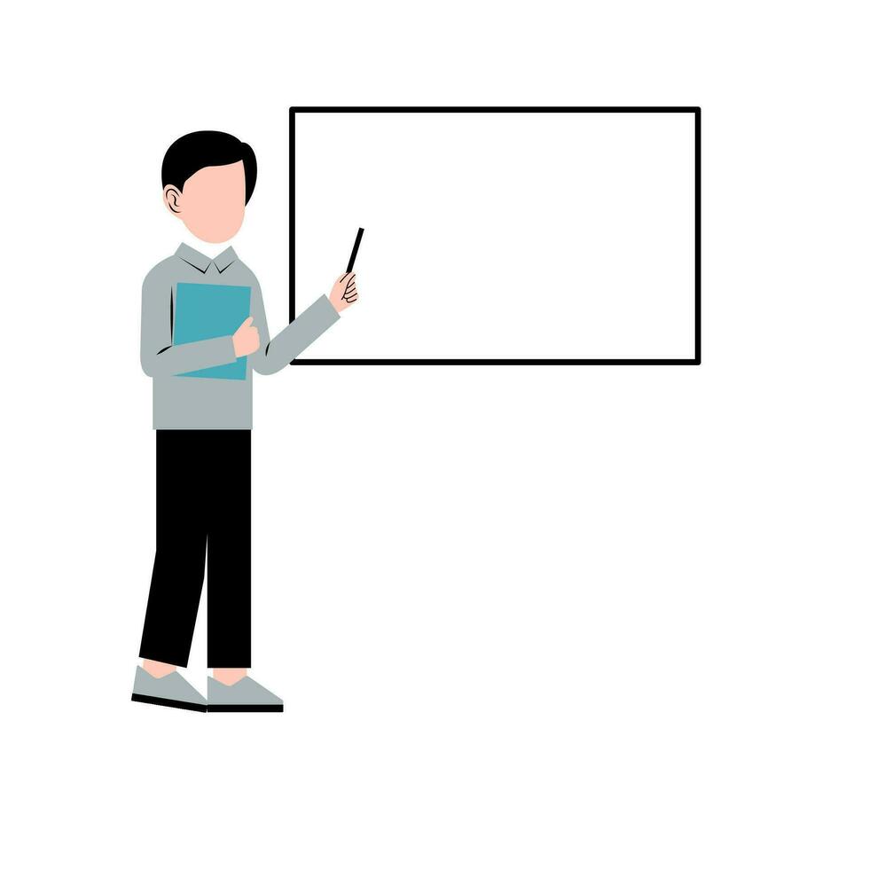 Male Teacher Teaching With Whiteboard vector