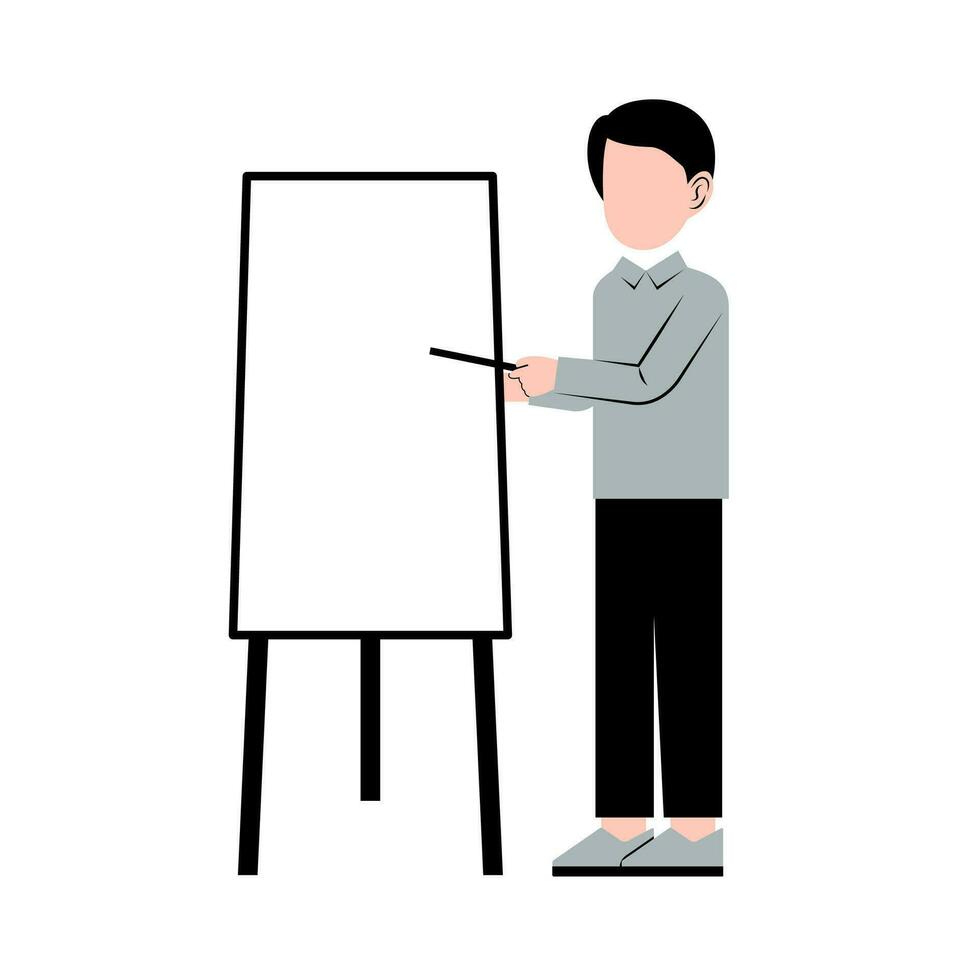Male Teacher Teaching With Whiteboard vector