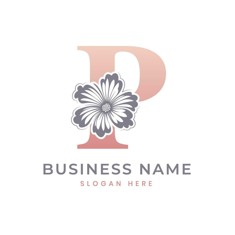 pags letra logo con flor. floral pags logo femenino lujo logo diseño vector