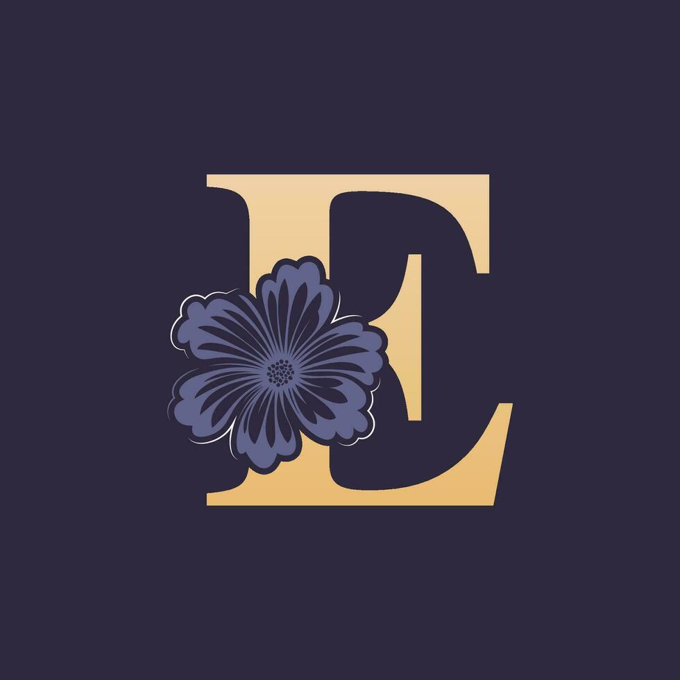 Floral alphabet E Logo with Flower. Initial Letter E Logo Template vector