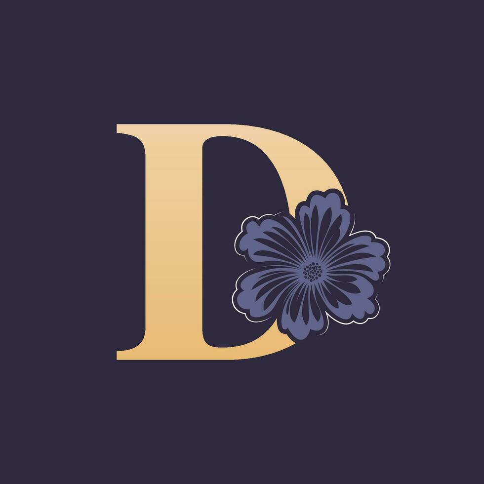 Floral alphabet D Logo with Flower. Initial Letter D Logo Template vector