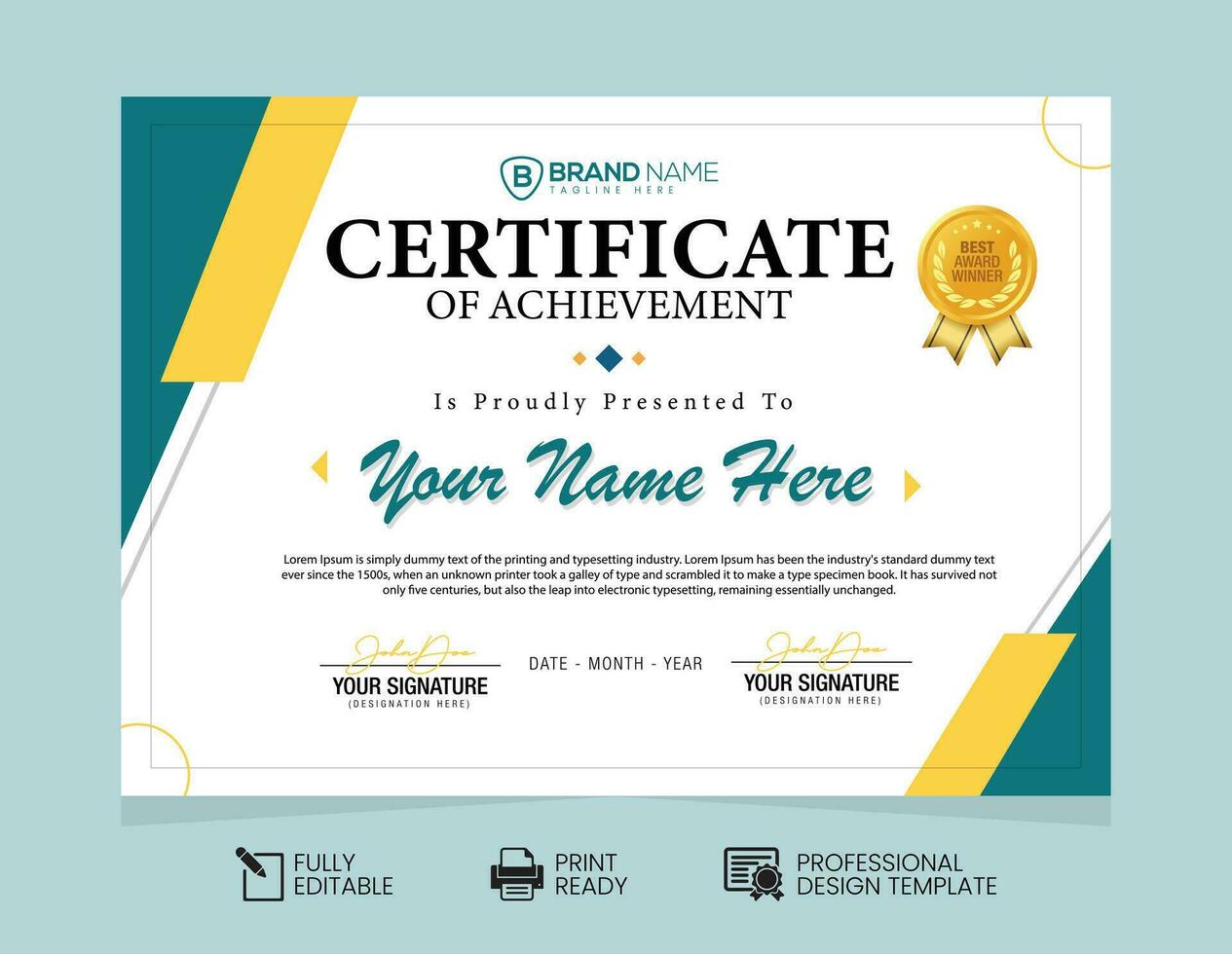 Certificate of Achievement or Appreciation Design Template vector