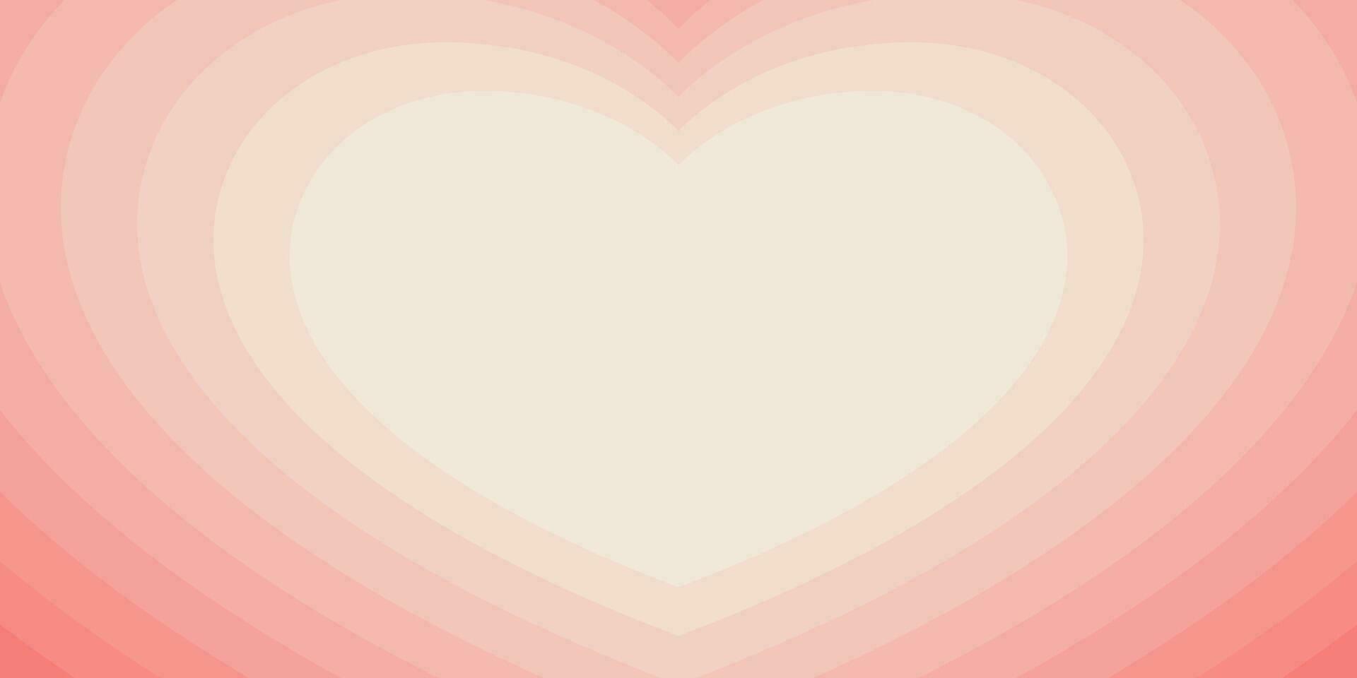 Enchanting Tunnel of Concentric Hearts Creates a Romantic and Cute Background in Peach trendy colors. Space for text, copyspace vector