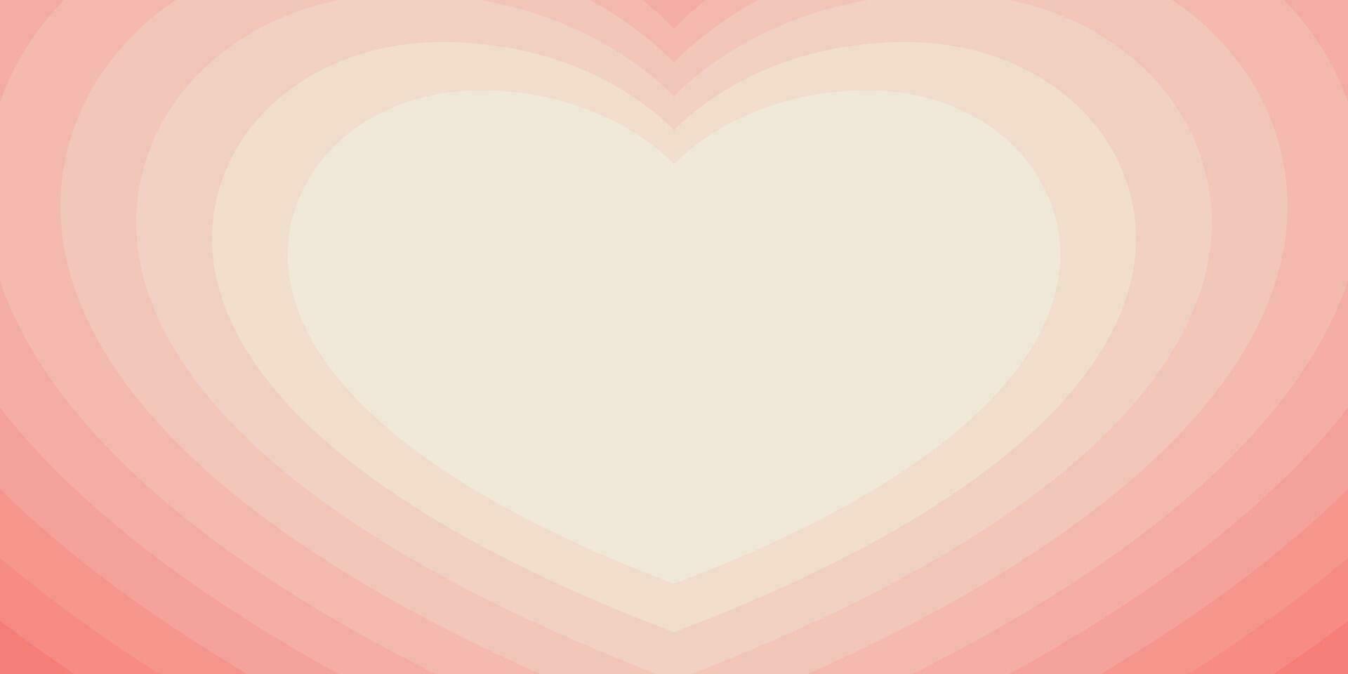 encantador túnel de concéntrico corazones crea un romántico y linda antecedentes en melocotón de moda colores. espacio para texto, copyspace vector