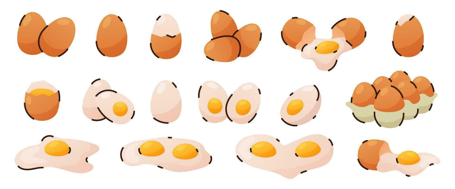 conjunto de orgánico pollo huevos vector