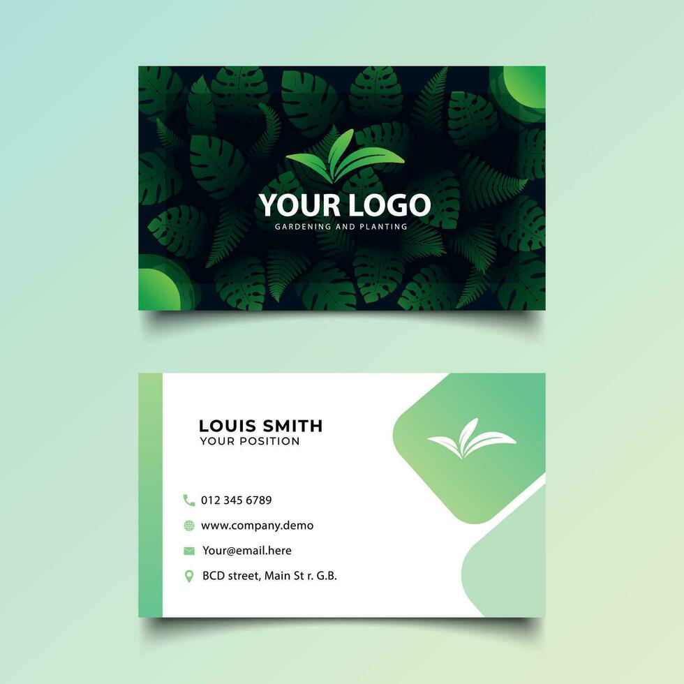 Modern Business card template for business. natural green background vector
