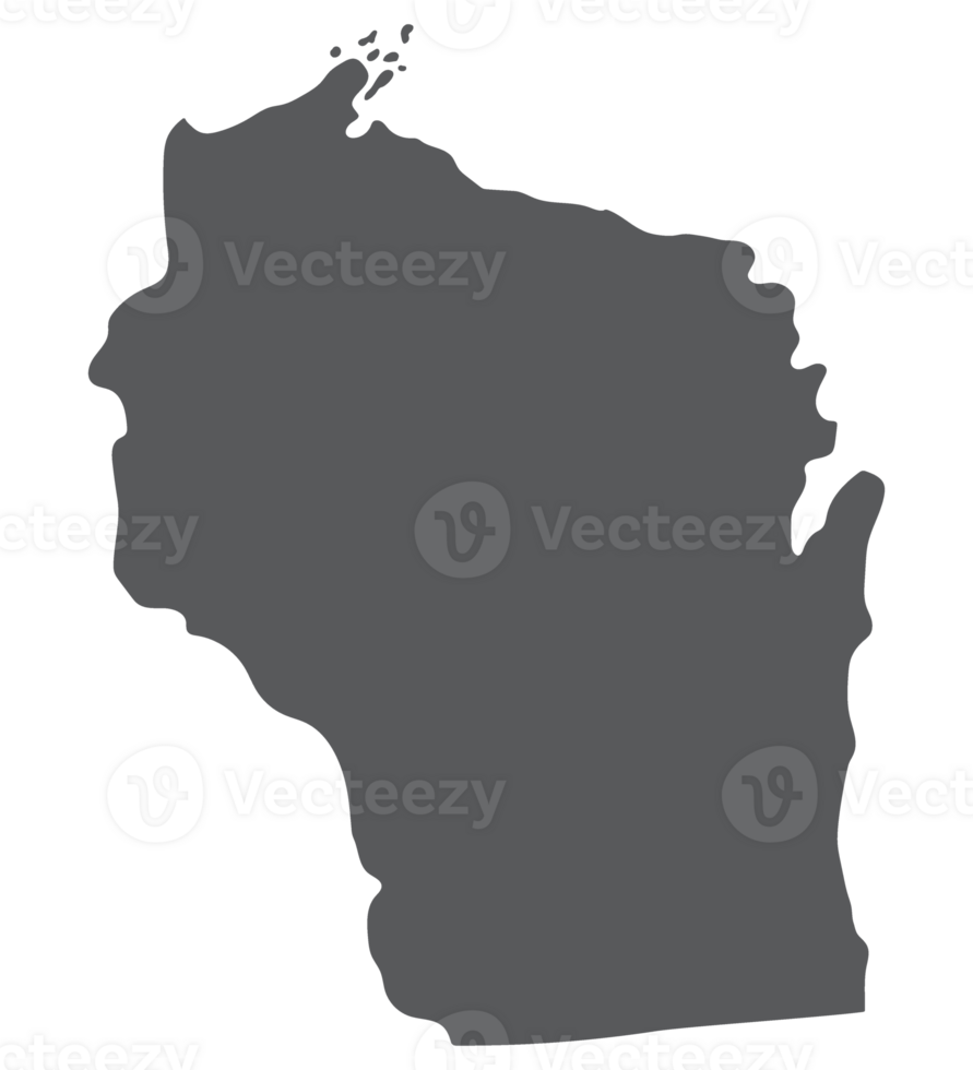 Wisconsin state map. Map of the U.S. state of Wisconsin. png