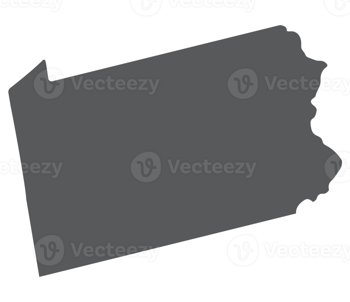 Pennsylvania state map. Map of the U.S. state of Pennsylvania. png