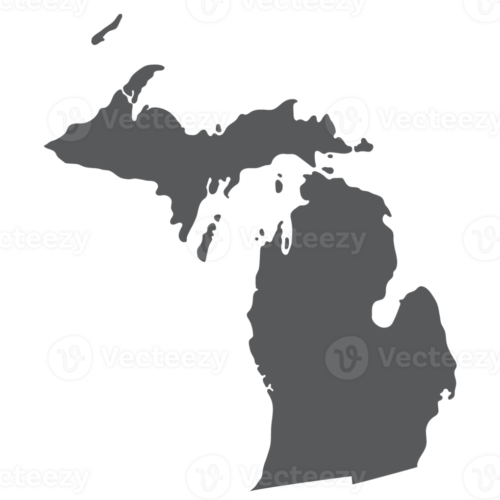 Michigan state map. Map of the U.S. state of Michigan. png