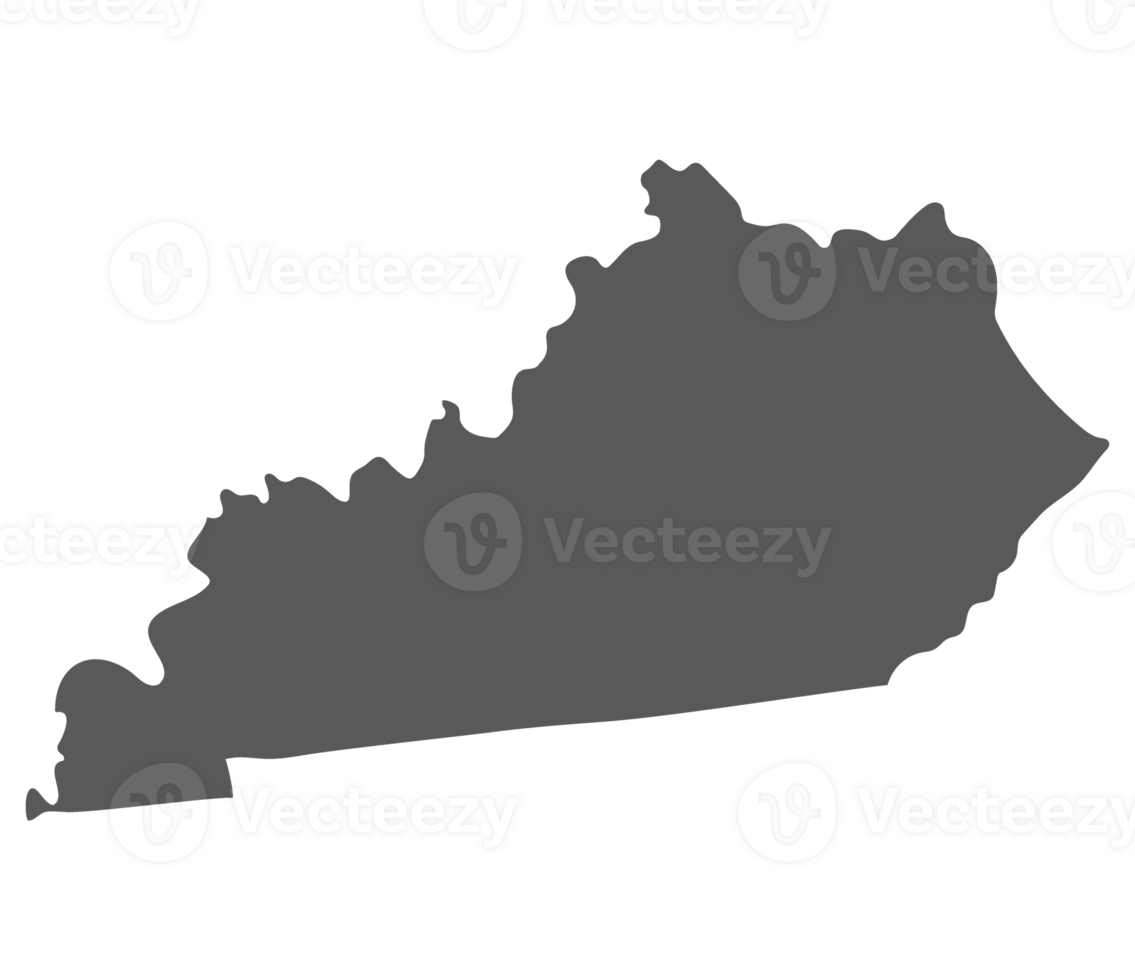 Kentucky state map. Map of the U.S. state of Kentucky. png