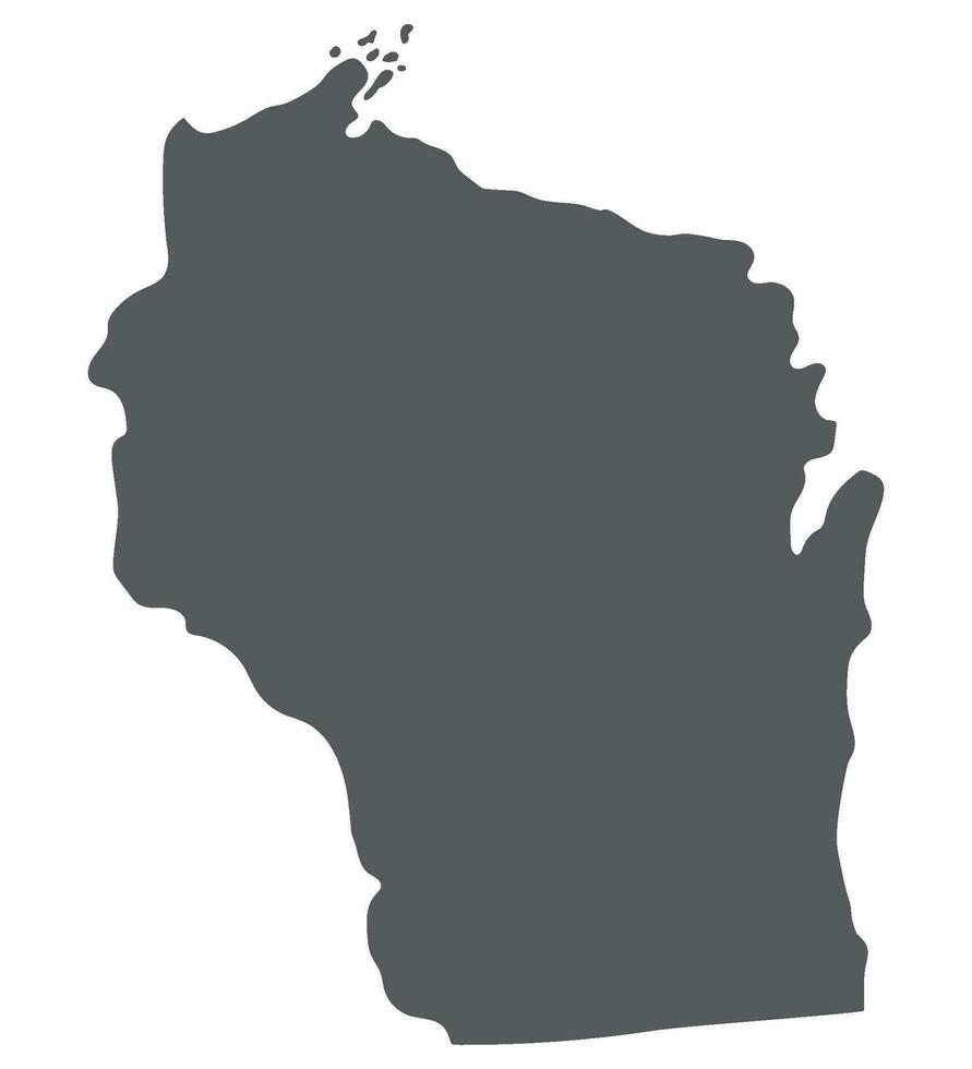 Wisconsin state map. Map of the U.S. state of Wisconsin. vector