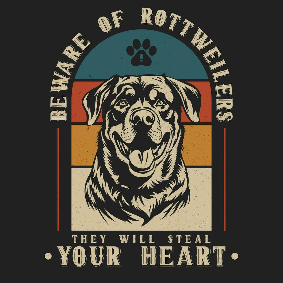 Clásico Rottweiler perro camiseta diseño vector