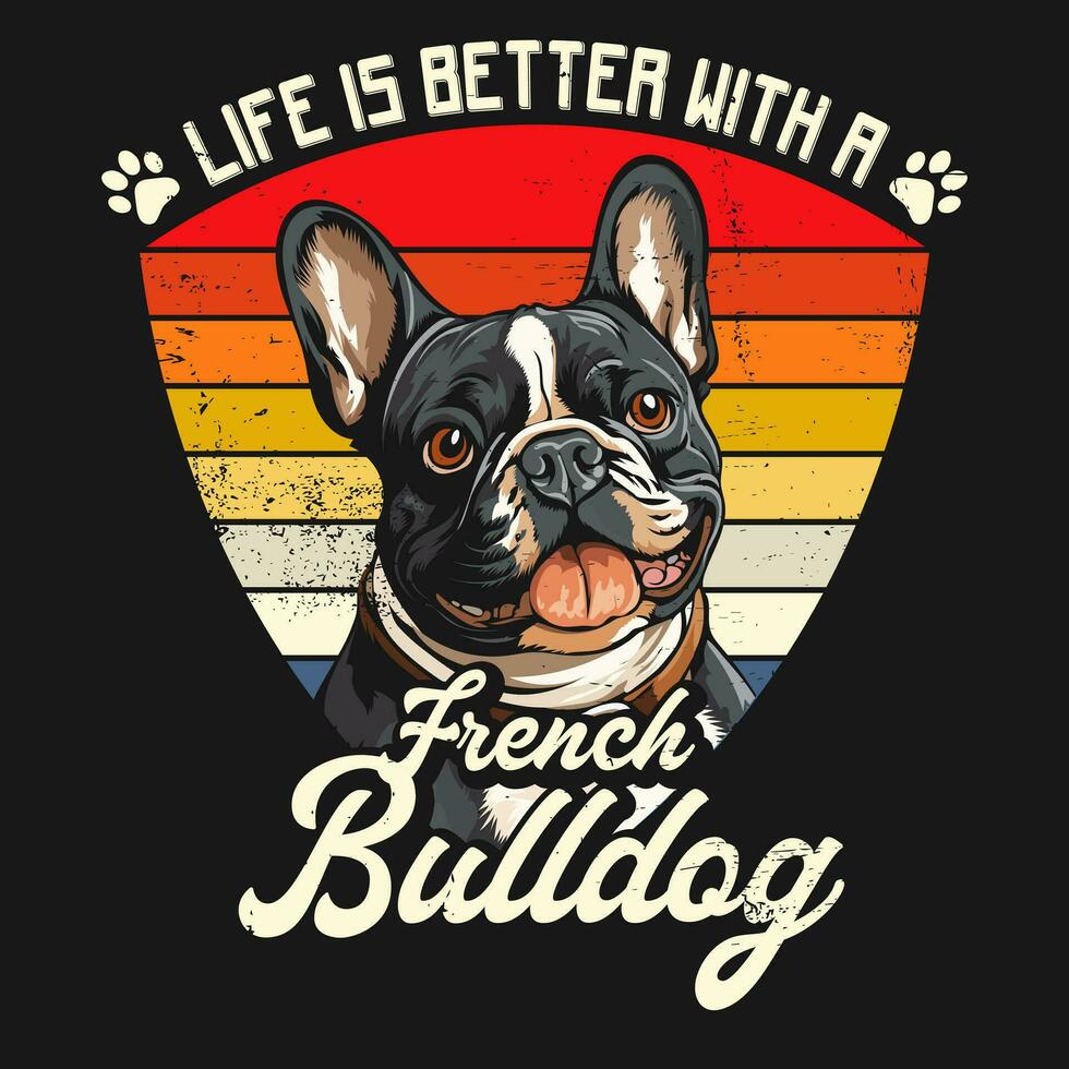 Retro French Bulldog Quotes tshirt Design vector