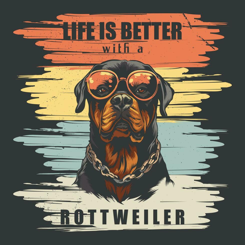retro Rottweiler perro Clásico camiseta diseño vector